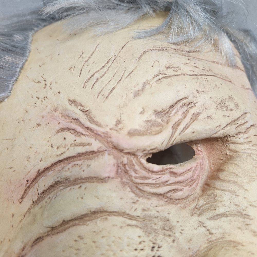Halloween Realistic Wrinkled Old Man Silver Hair Latex Mask‎ Unisex Adult I52 - Picture 5 of 9